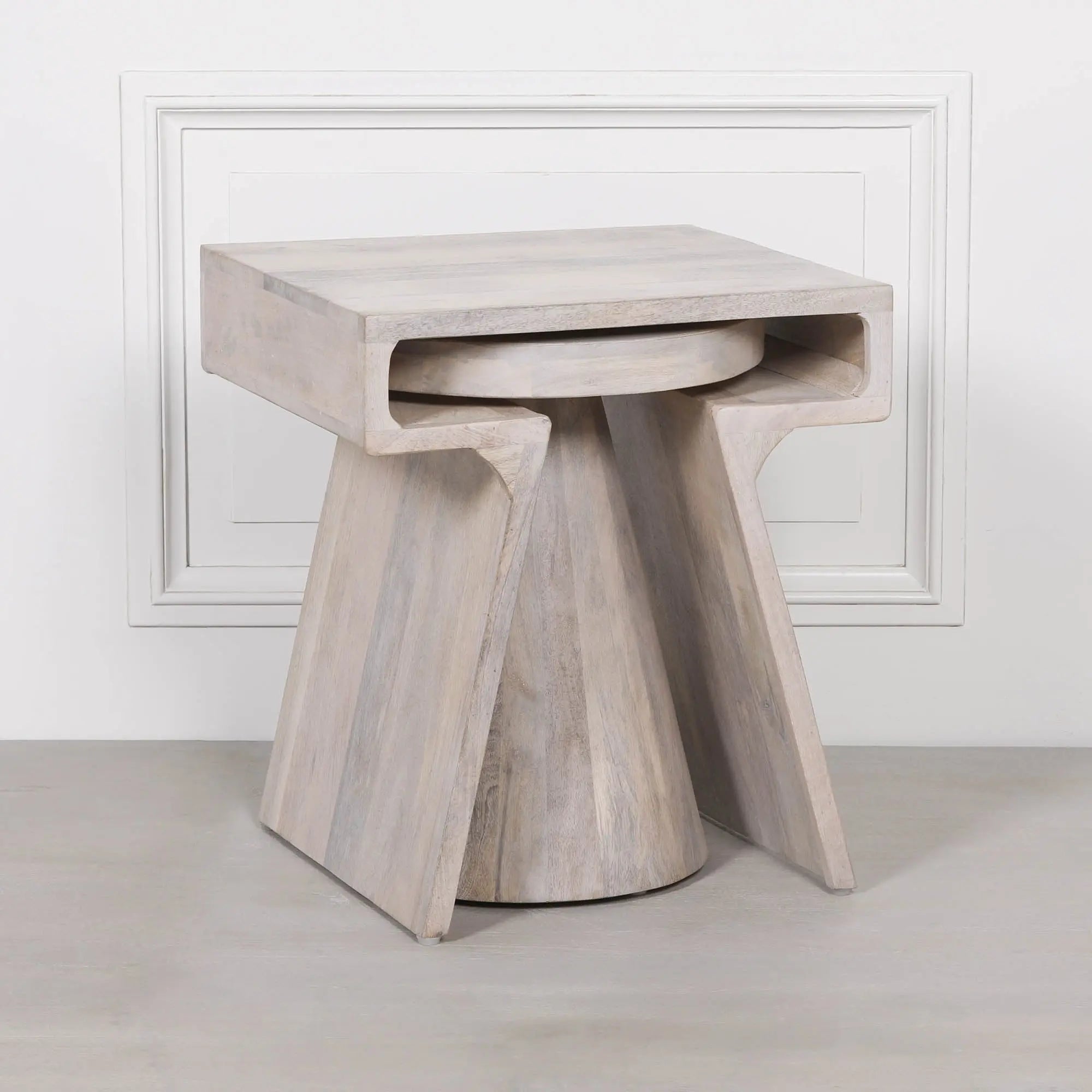 Blanchie Wooden Nesting Side Occasional Table   Nicholas John Interiors