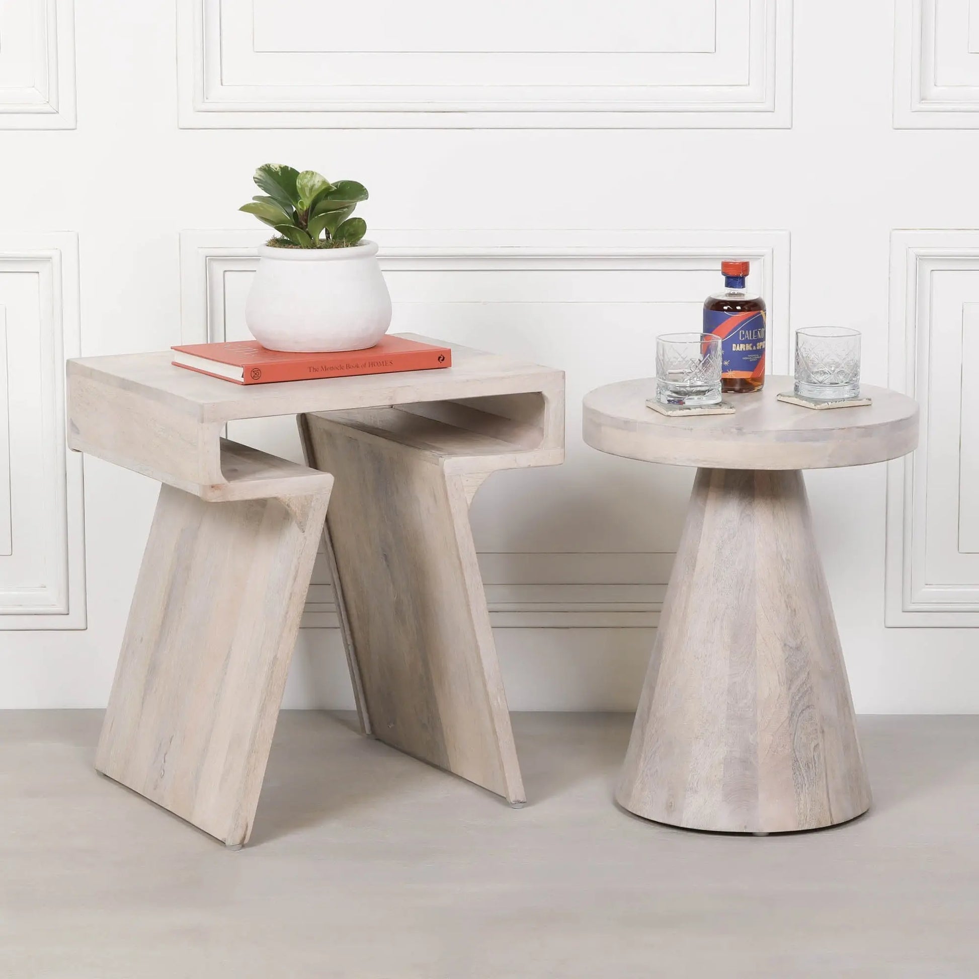 Blanchie Wooden Nesting Side Occasional Table   Nicholas John Interiors