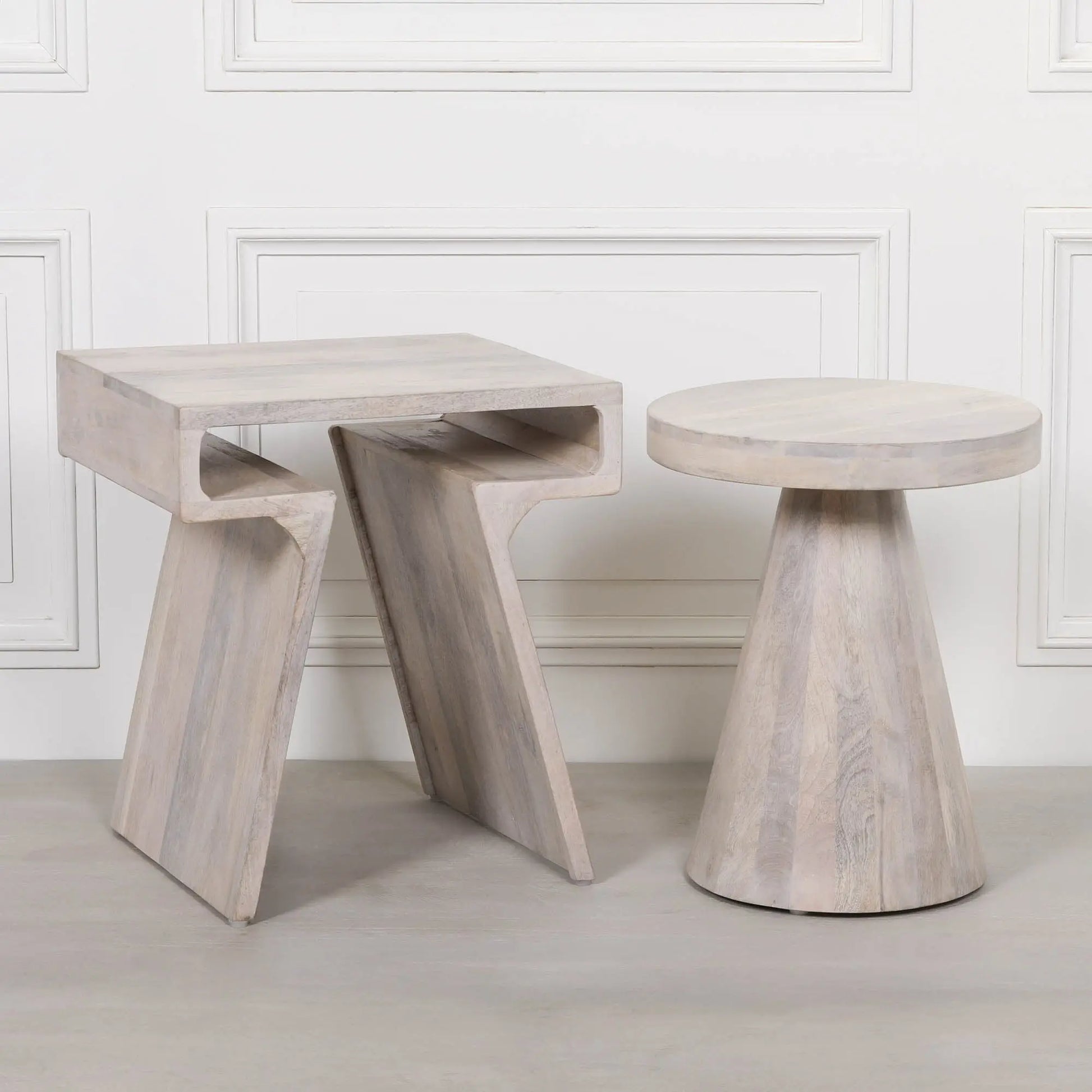 Blanchie Wooden Nesting Side Occasional Table   Nicholas John Interiors