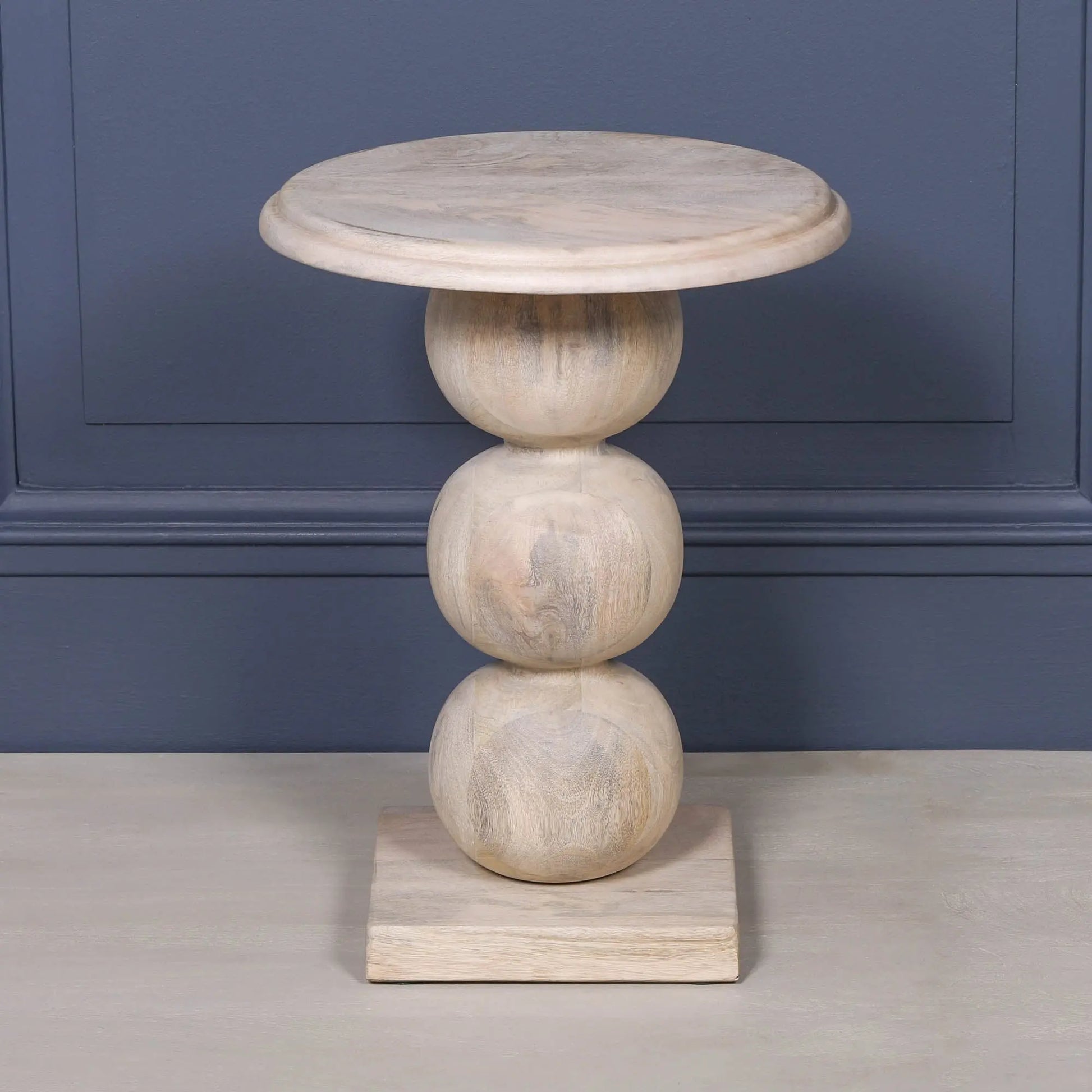 Blanchie Wooden Stacked Ball Side Occasional Table   Nicholas John Interiors