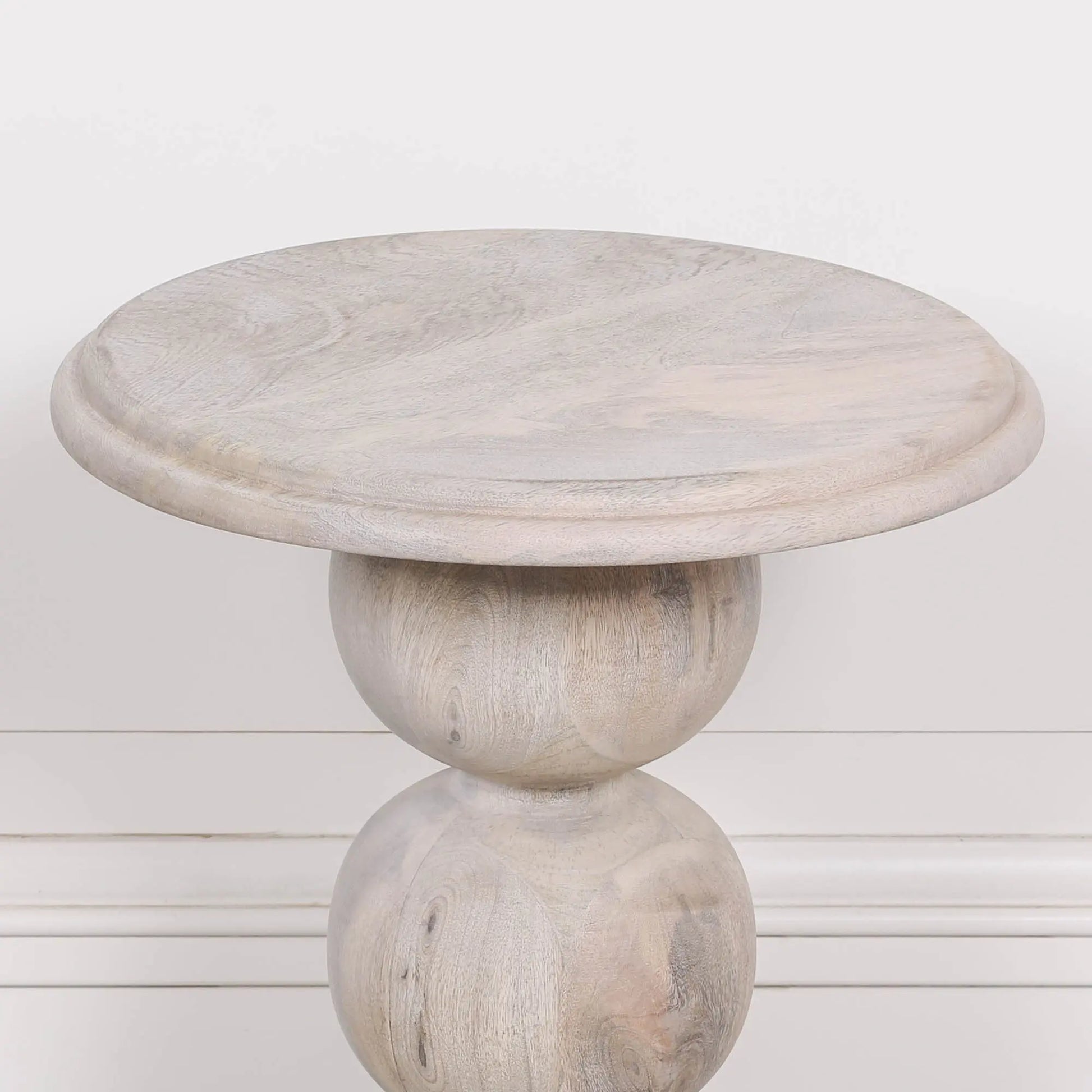 Blanchie Wooden Stacked Ball Side Occasional Table   Nicholas John Interiors