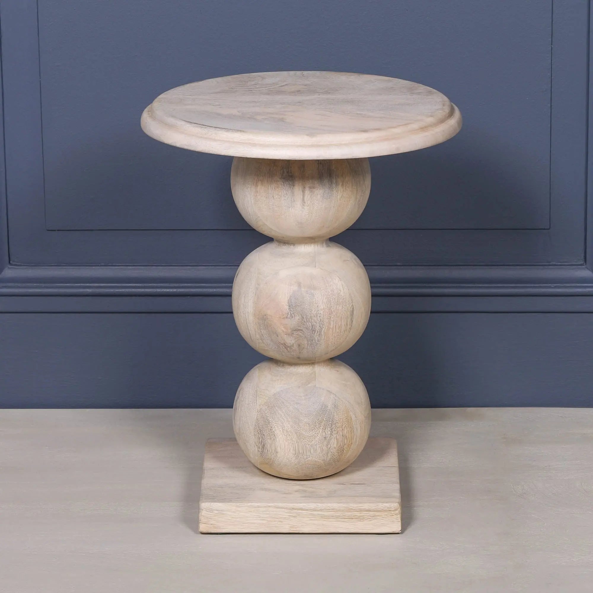 Blanchie Wooden Stacked Ball Side Occasional Table   Nicholas John Interiors