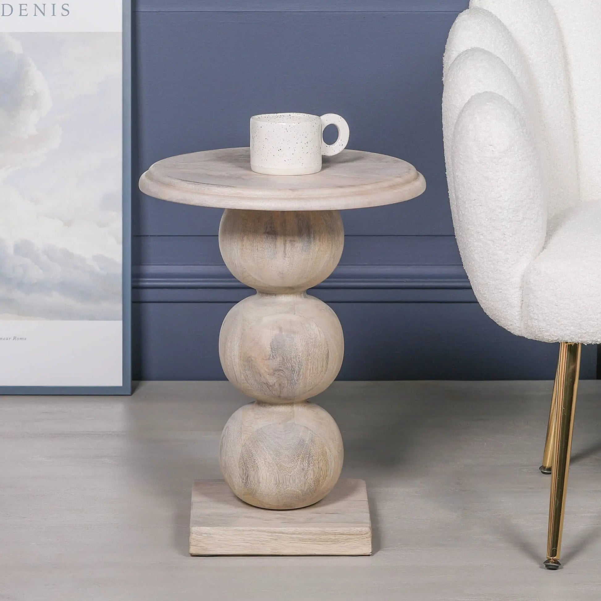 Blanchie Wooden Stacked Ball Side Occasional Table   Nicholas John Interiors
