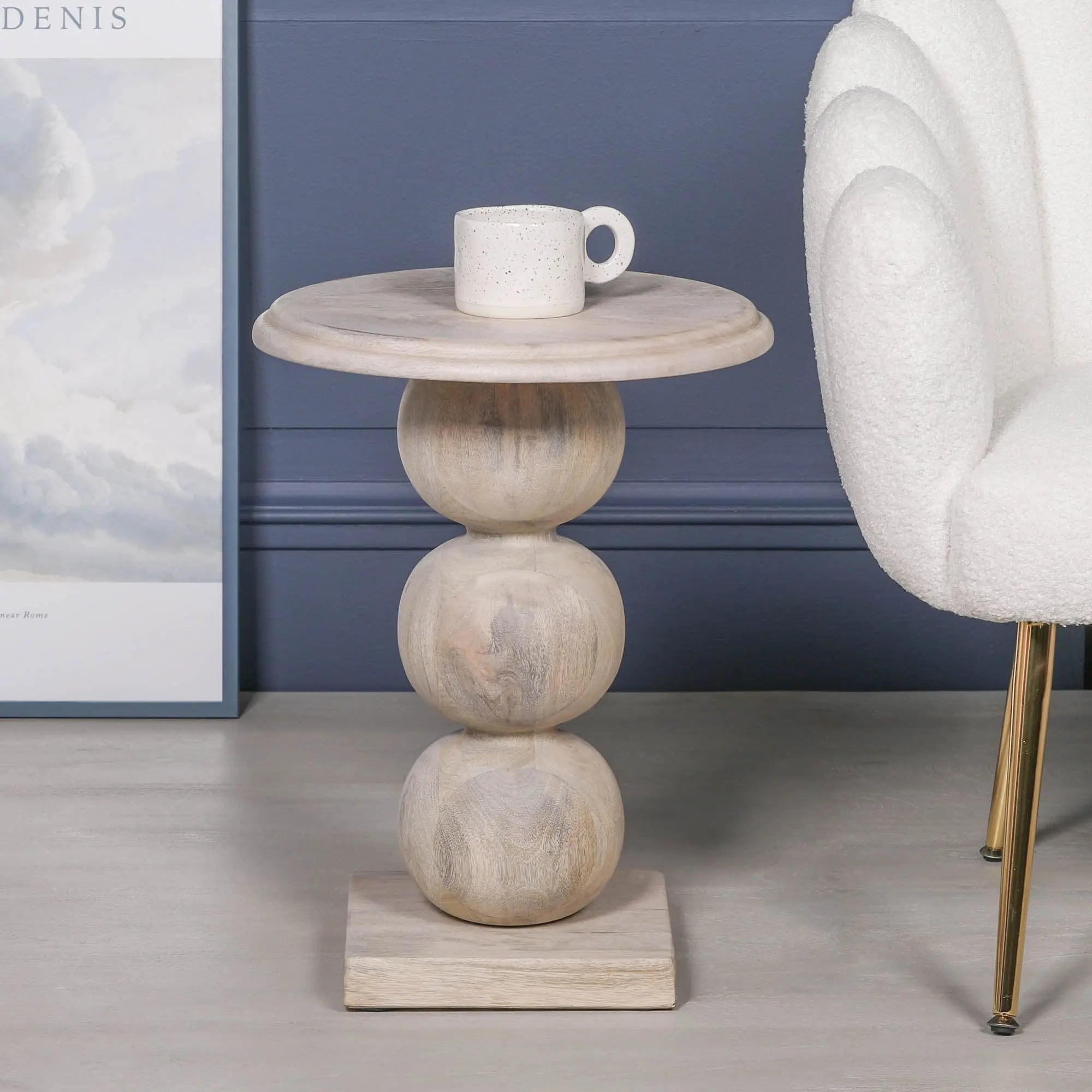 Blanchie Wooden Stacked Ball Side Occasional Table   Nicholas John Interiors