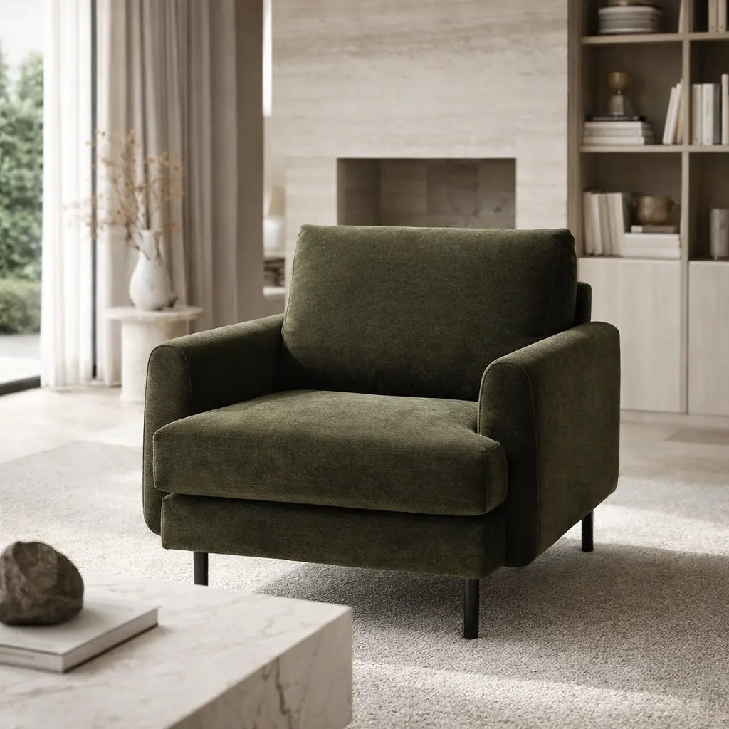 Bloomsbury Armchair - Verona Seaweed   Nicholas John Interiors