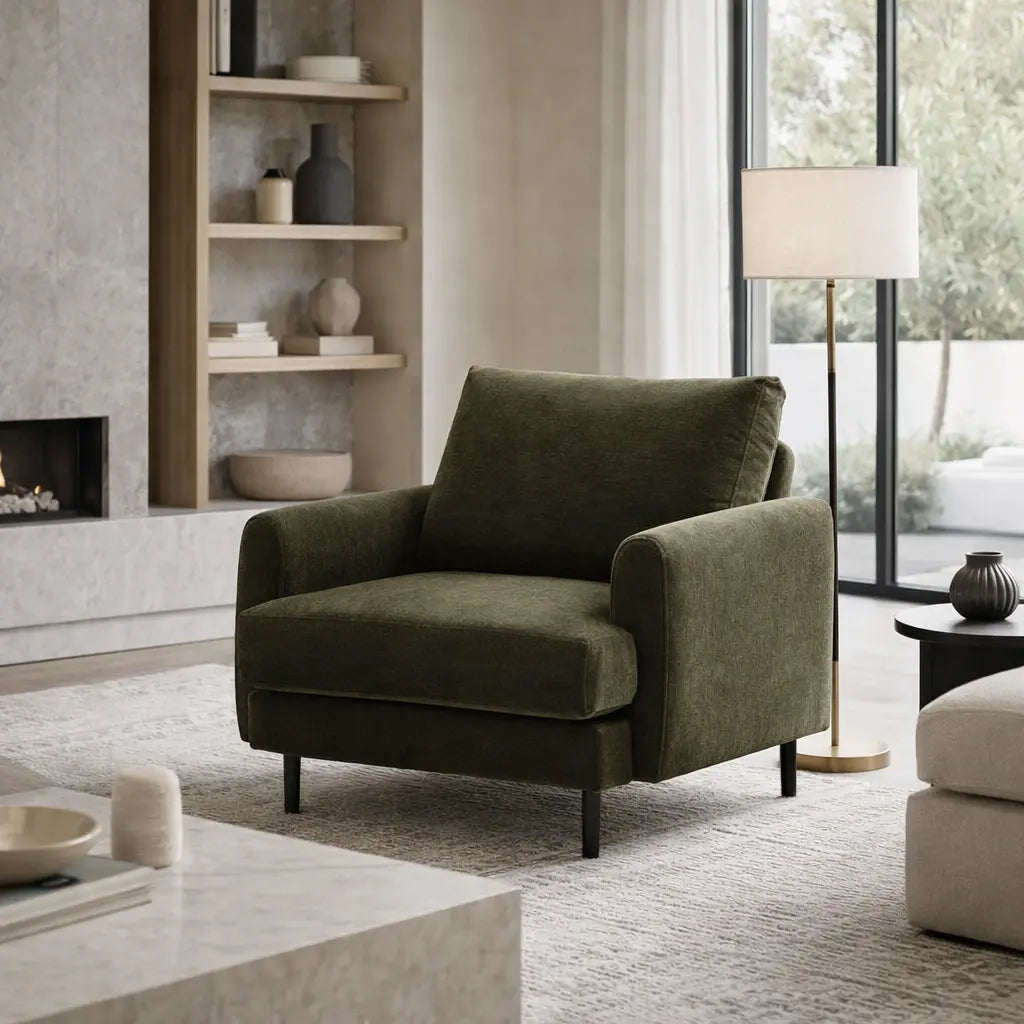 Bloomsbury Armchair - Verona Seaweed   Nicholas John Interiors