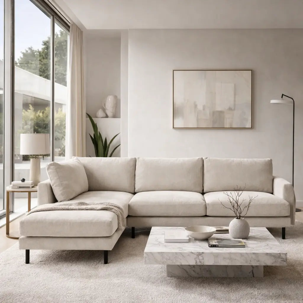 Bloomsbury Chaise Sofa Left Hand - Verona Ghost   Nicholas John Interiors