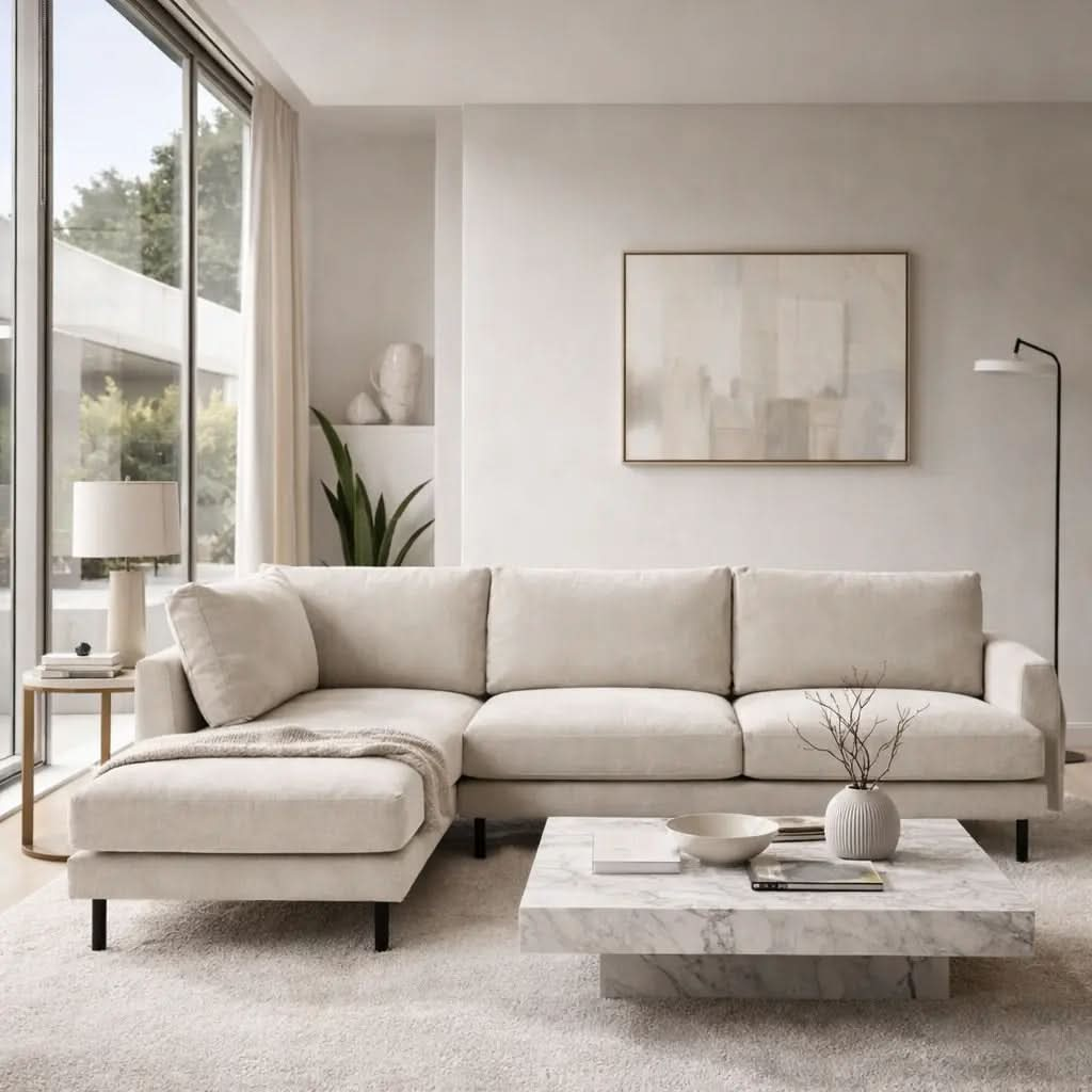 Bloomsbury Chaise Sofa Left Hand - Verona Ghost   Nicholas John Interiors