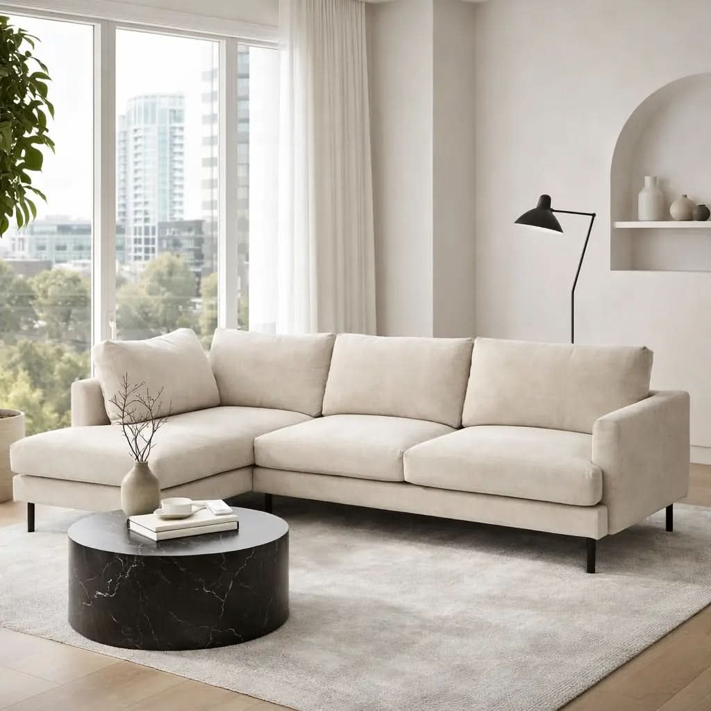 Bloomsbury Chaise Sofa Left Hand - Verona Ghost   Nicholas John Interiors