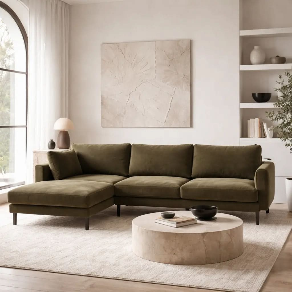 Bloomsbury Chaise Sofa Left Hand - Verona Seaweed   Nicholas John Interiors