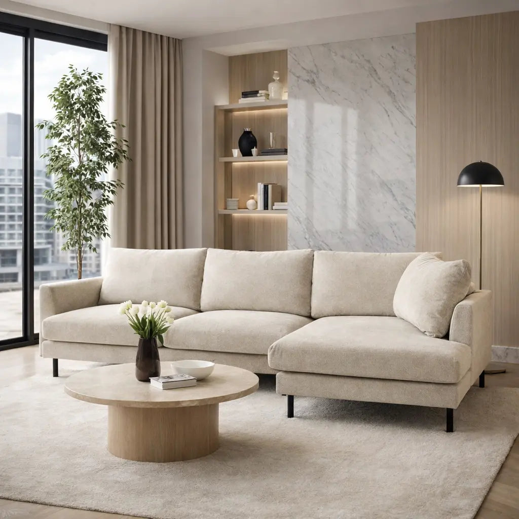 Bloomsbury Chaise Sofa Right Hand - Verona Ghost   Nicholas John Interiors