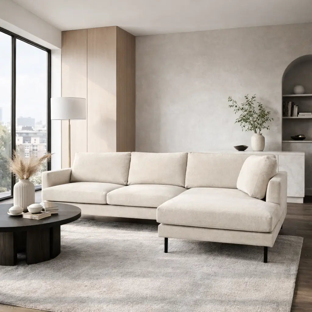 Bloomsbury Chaise Sofa Right Hand - Verona Ghost   Nicholas John Interiors