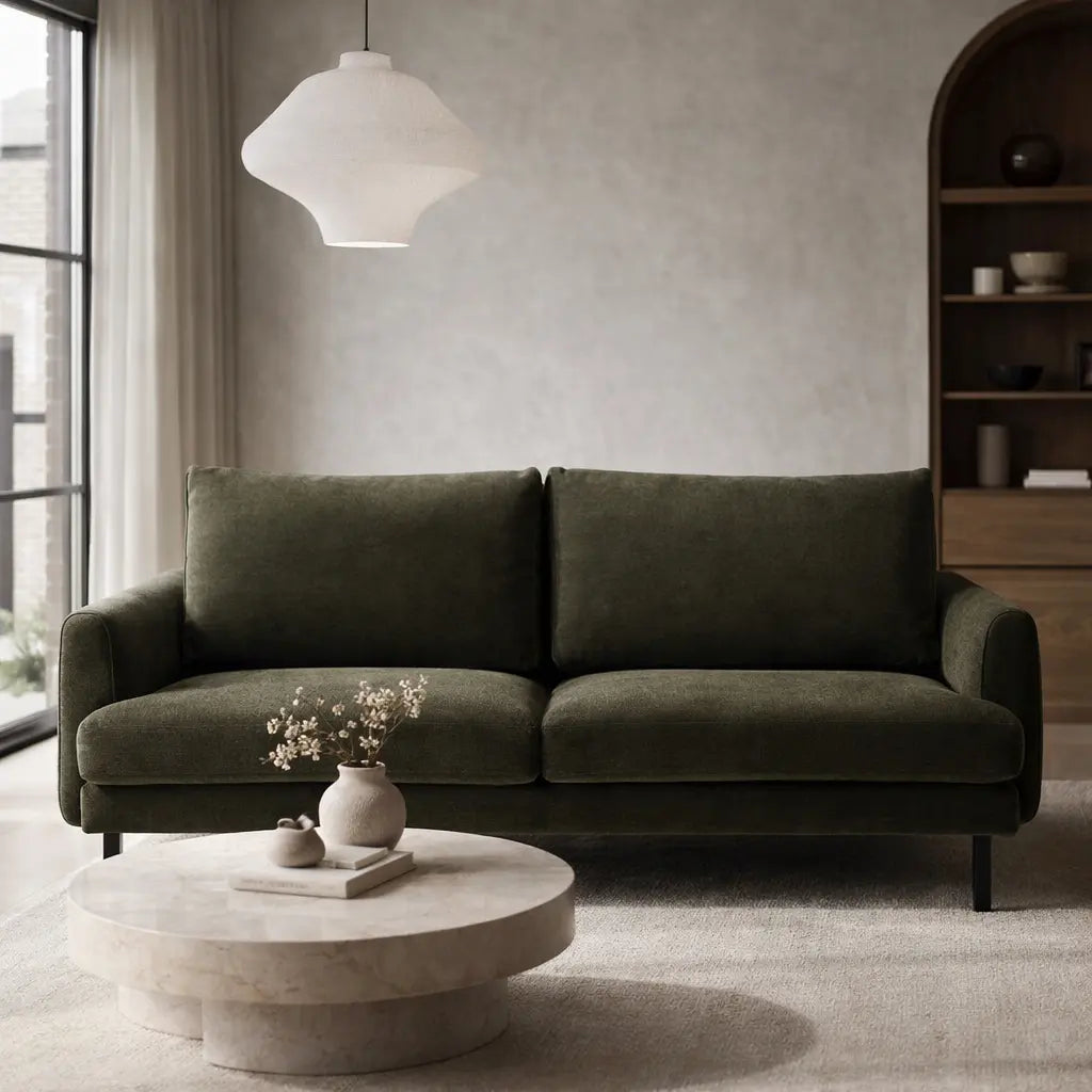 Bloomsbury Sofa 3 Seater - Verona Seaweed   Nicholas John Interiors