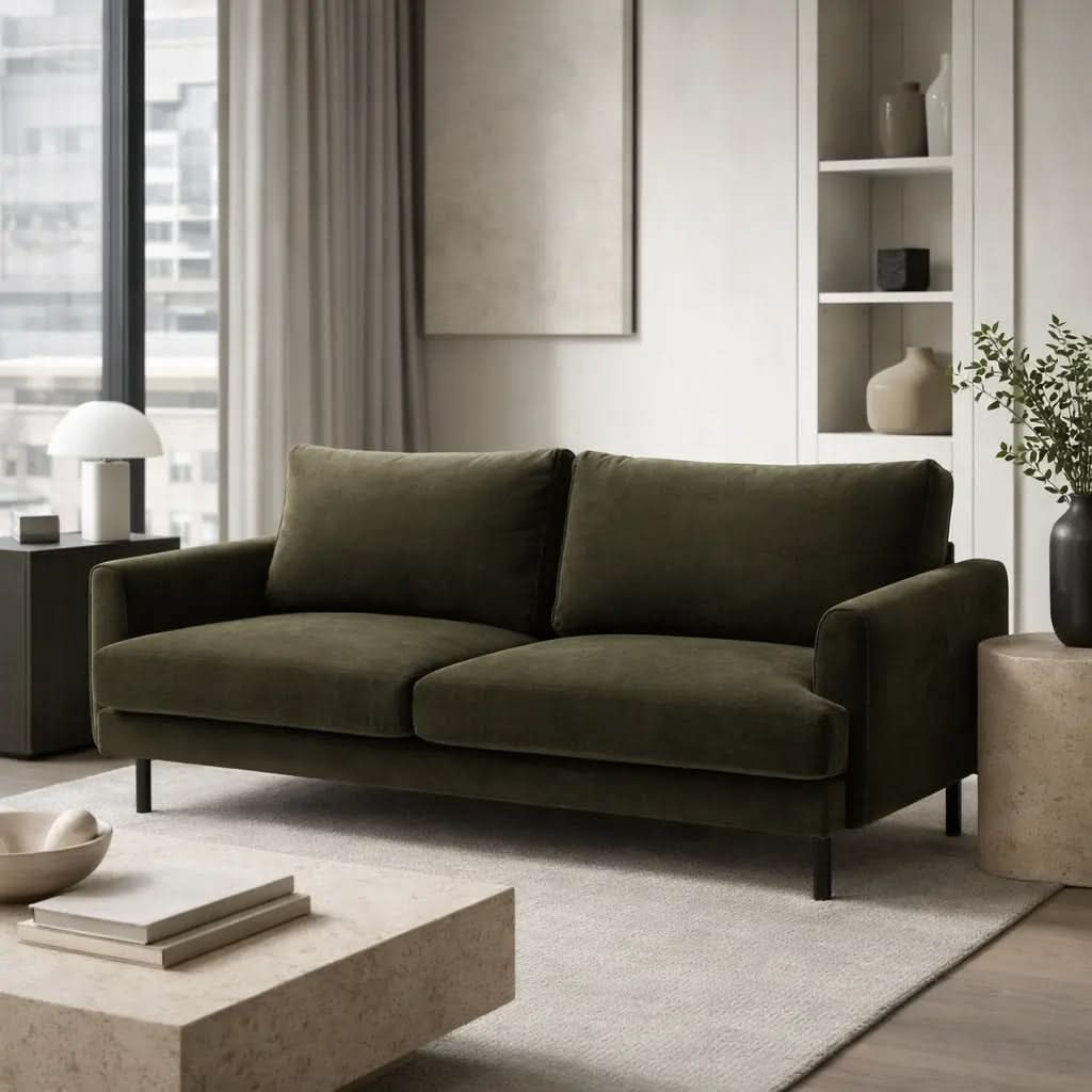 Bloomsbury Sofa 3 Seater - Verona Seaweed   Nicholas John Interiors