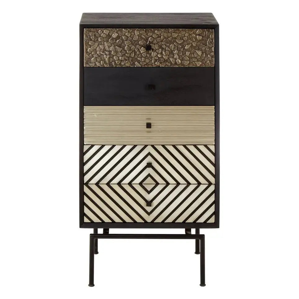Bohar Patterned 5 Drawer Tall Cabinet   Nicholas John Interiors