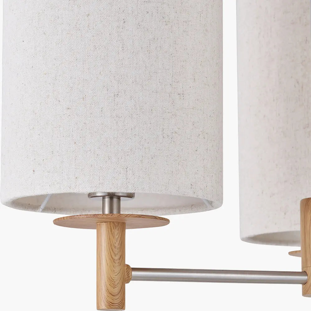 Bonham 3 Light Pendant – Natural Wood Veneer & Silver Metal  Nicholas John Interiors