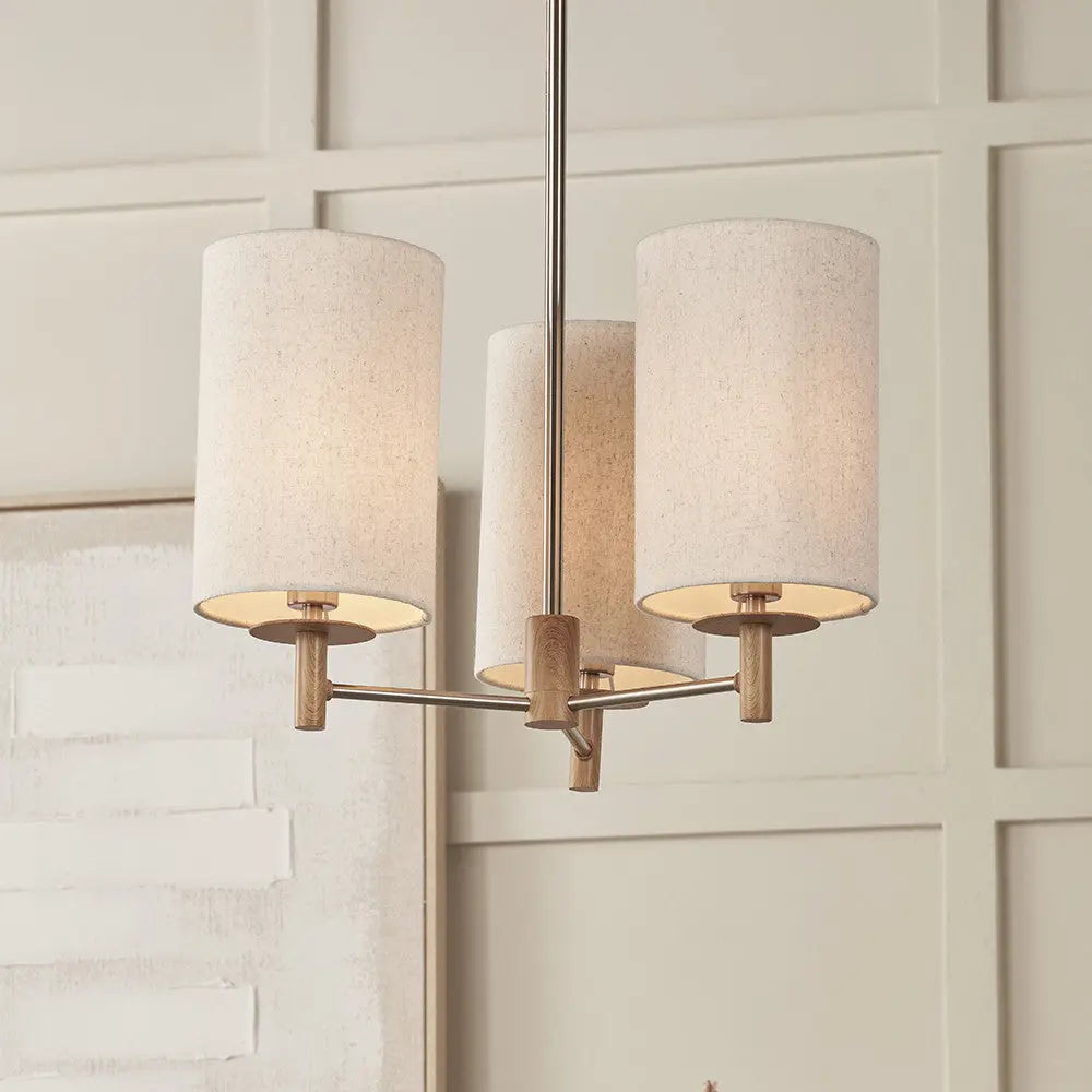 Bonham 3 Light Pendant – Natural Wood Veneer & Silver Metal  Nicholas John Interiors
