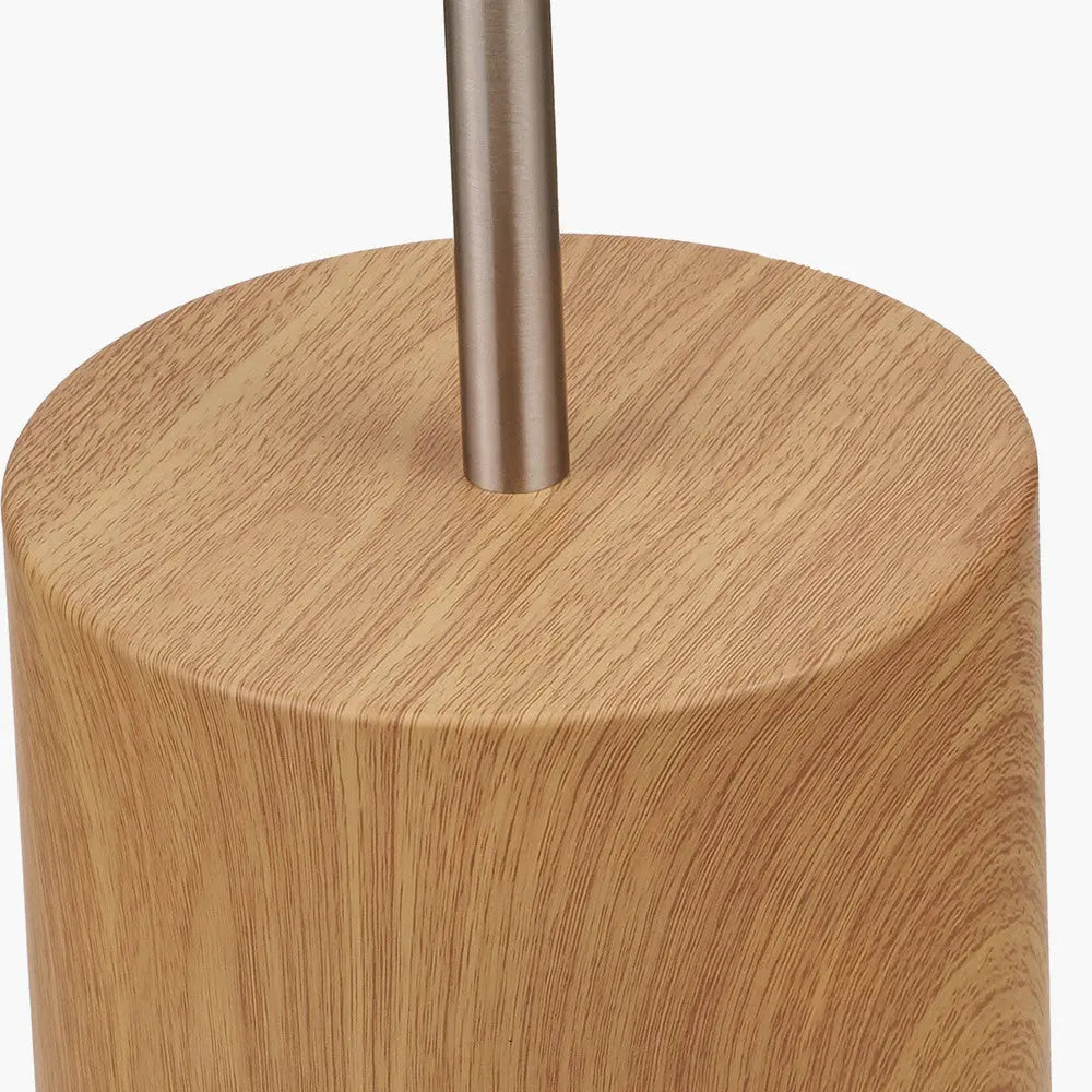 Bonham Natural Wood Veneer & Silver Metal Floor Lamp  Nicholas John Interiors