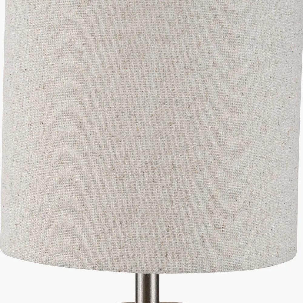 Bonham Natural Wood Veneer & Silver Metal Table Lamp  Nicholas John Interiors