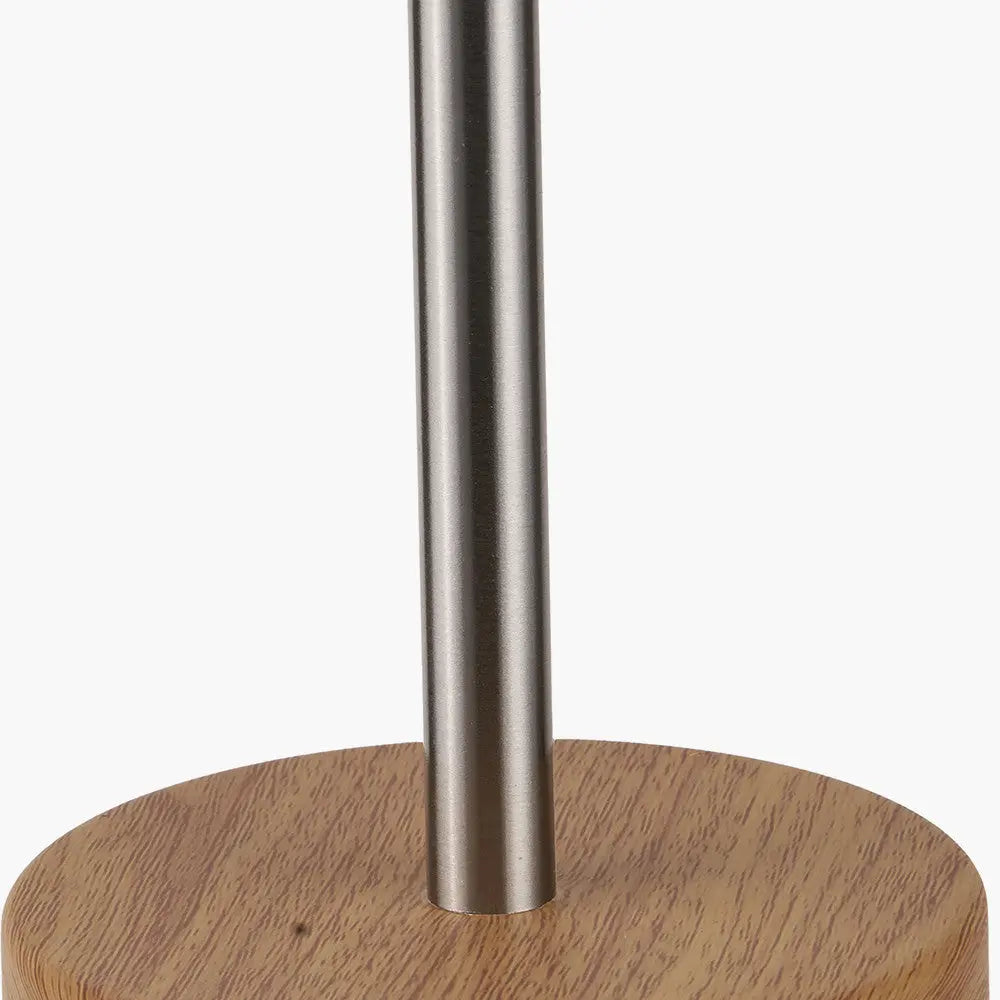 Bonham Natural Wood Veneer & Silver Metal Table Lamp  Nicholas John Interiors