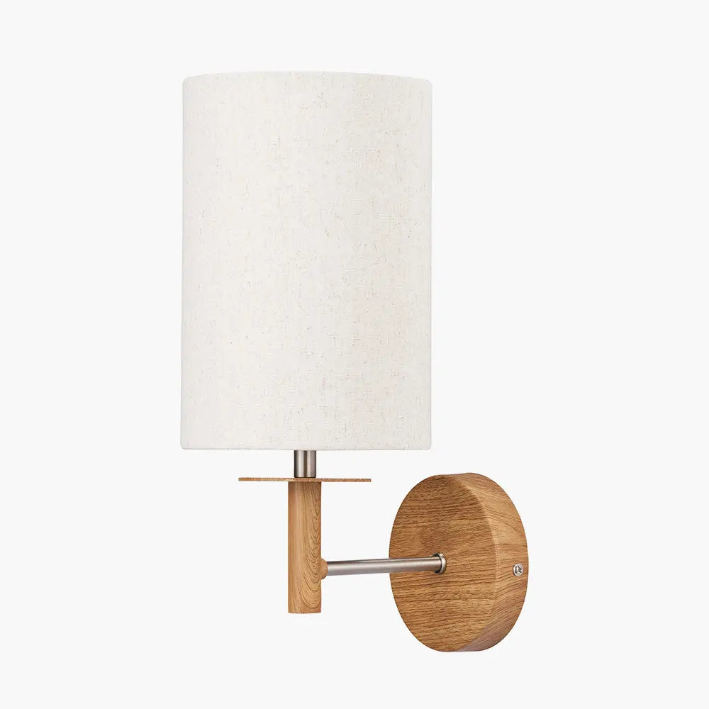Bonham Natural Wood Veneer and Silver Metal Wall Light  Nicholas John Interiors