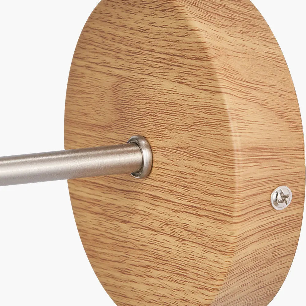 Bonham Natural Wood Veneer and Silver Metal Wall Light  Nicholas John Interiors
