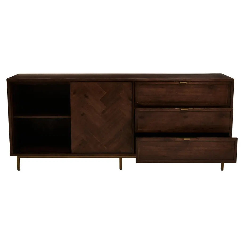 Brando Acacia Wood Effect Sideboard with Herringbone Pattern   Nicholas John Interiors
