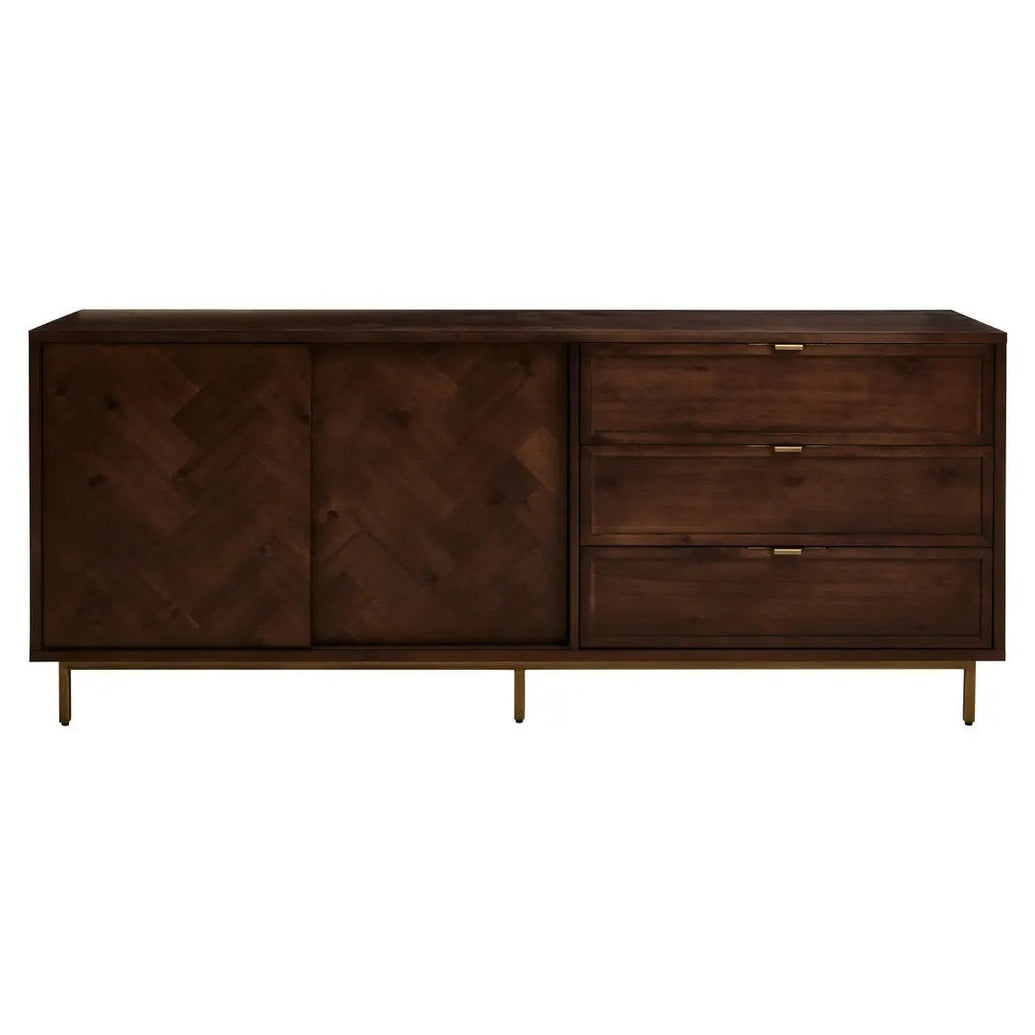 Brando Acacia Wood Effect Sideboard with Herringbone Pattern   Nicholas John Interiors