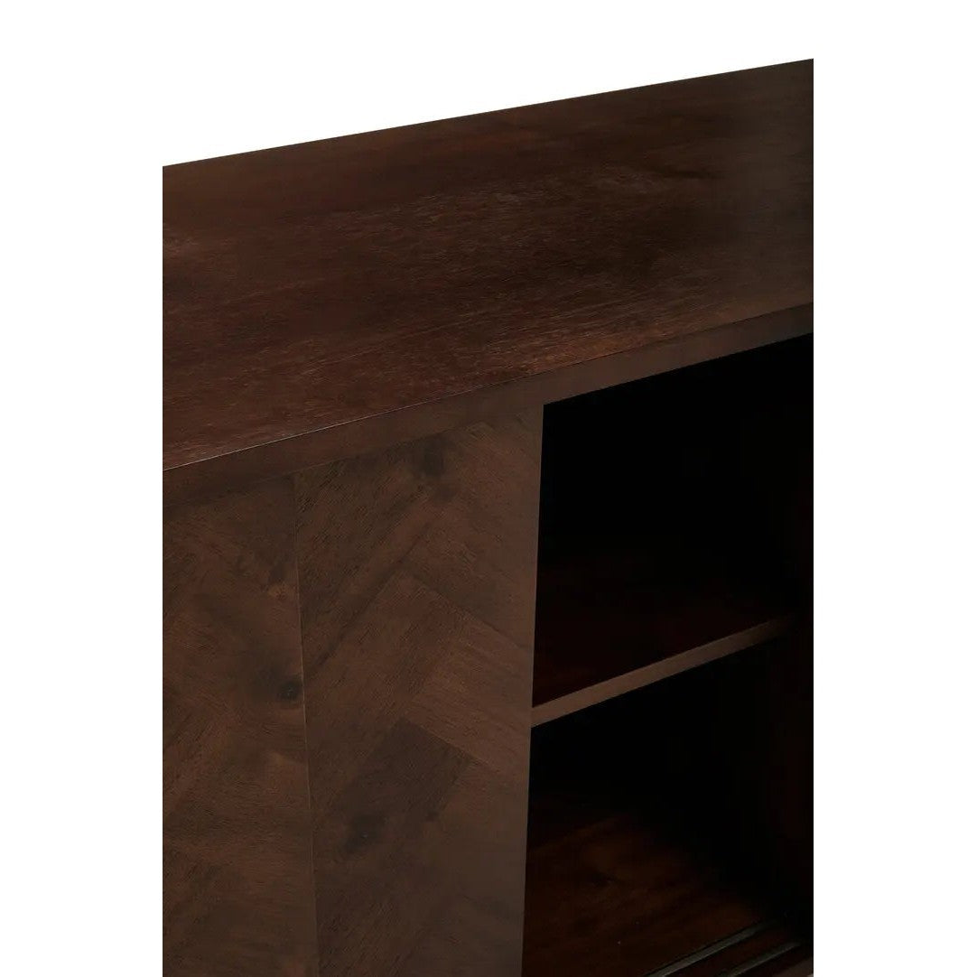 Brando Acacia Wood Effect Sideboard with Herringbone Pattern   Nicholas John Interiors