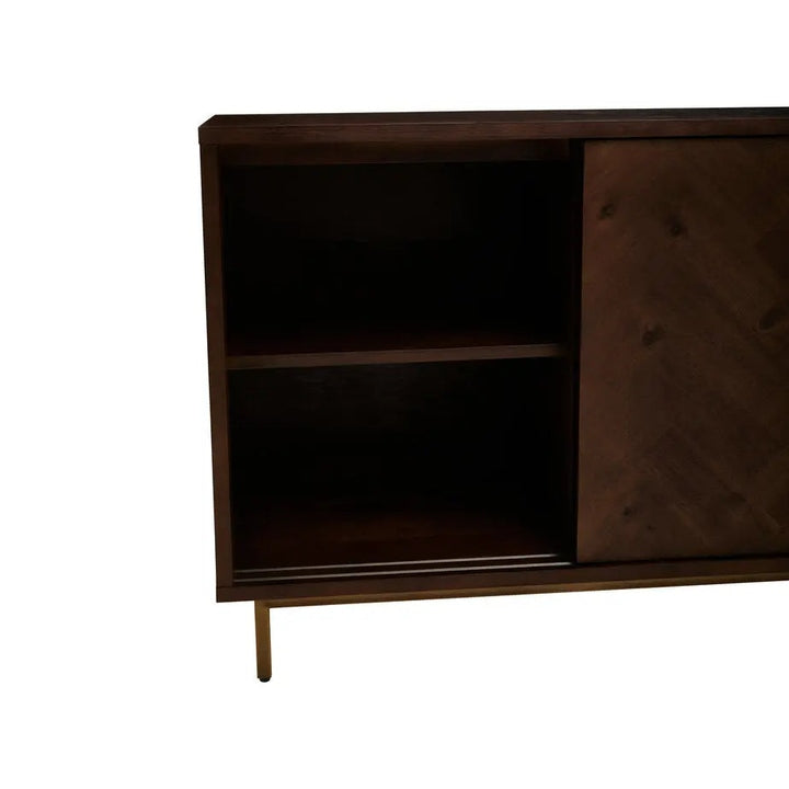 Brando Acacia Wood Effect Sideboard with Herringbone Pattern   Nicholas John Interiors
