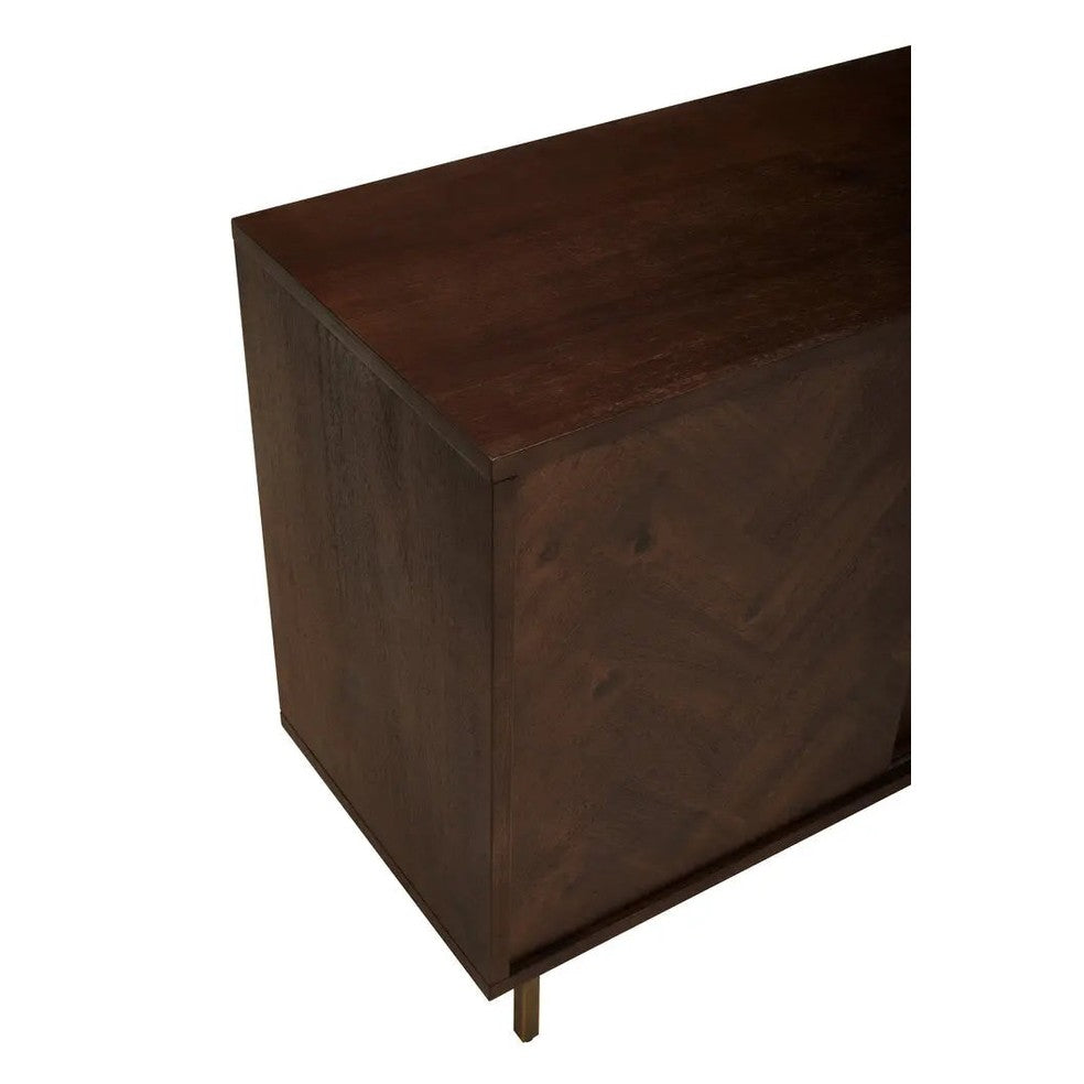 Brando Acacia Wood Effect Sideboard with Herringbone Pattern   Nicholas John Interiors