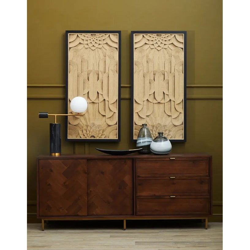 Brando Acacia Wood Effect Sideboard with Herringbone Pattern   Nicholas John Interiors
