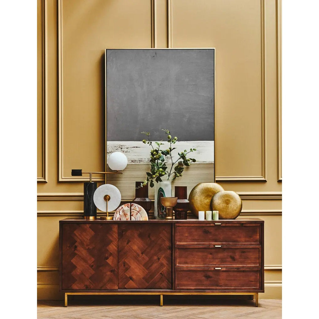 Brando Acacia Wood Effect Sideboard with Herringbone Pattern   Nicholas John Interiors