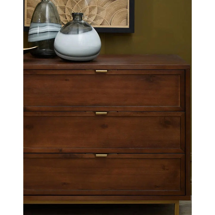Brando Acacia Wood Effect Sideboard with Herringbone Pattern   Nicholas John Interiors