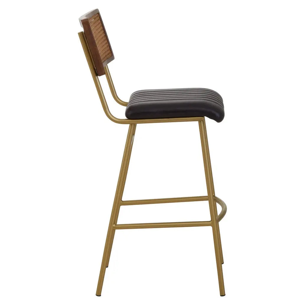 Bronson Black Leather Bar Chair   Nicholas John Interiors