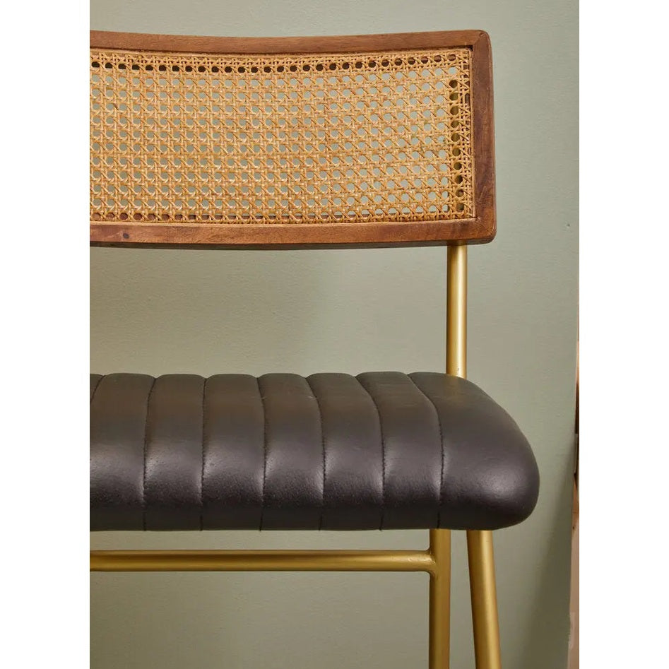 Bronson Black Leather Bar Chair   Nicholas John Interiors