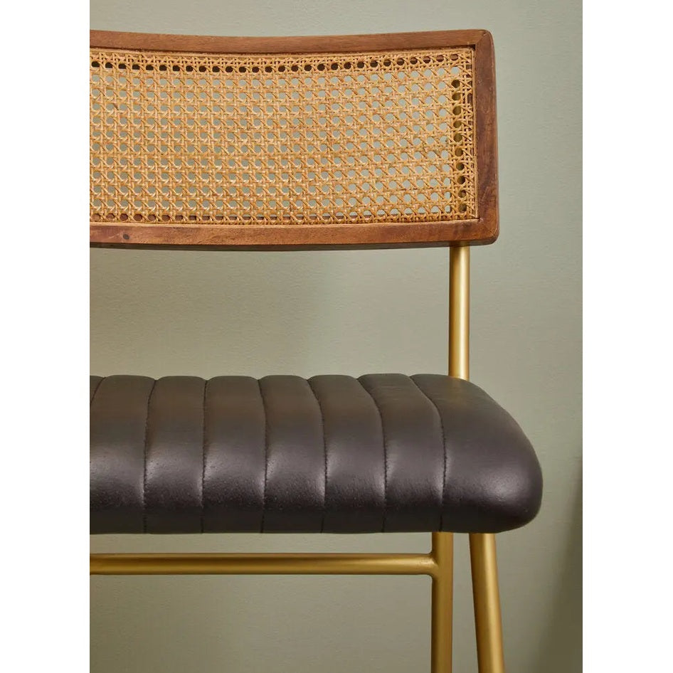 Bronson Black Leather Bar Chair   Nicholas John Interiors