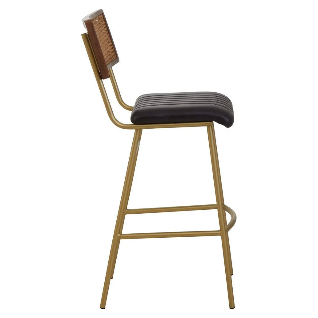 Bronson Black Leather Bar Chair   Nicholas John Interiors