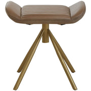 Bronson Grey Leather Footstool   Nicholas John Interiors