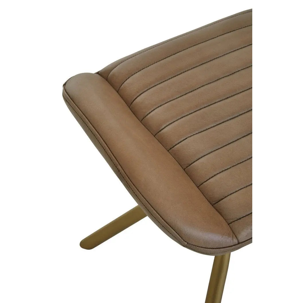 Bronson Grey Leather Footstool   Nicholas John Interiors