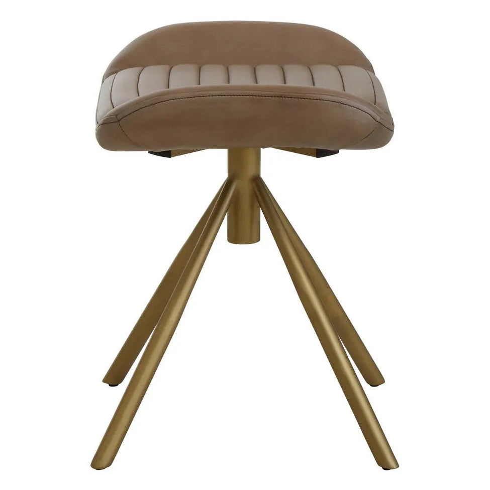 Bronson Grey Leather Footstool   Nicholas John Interiors