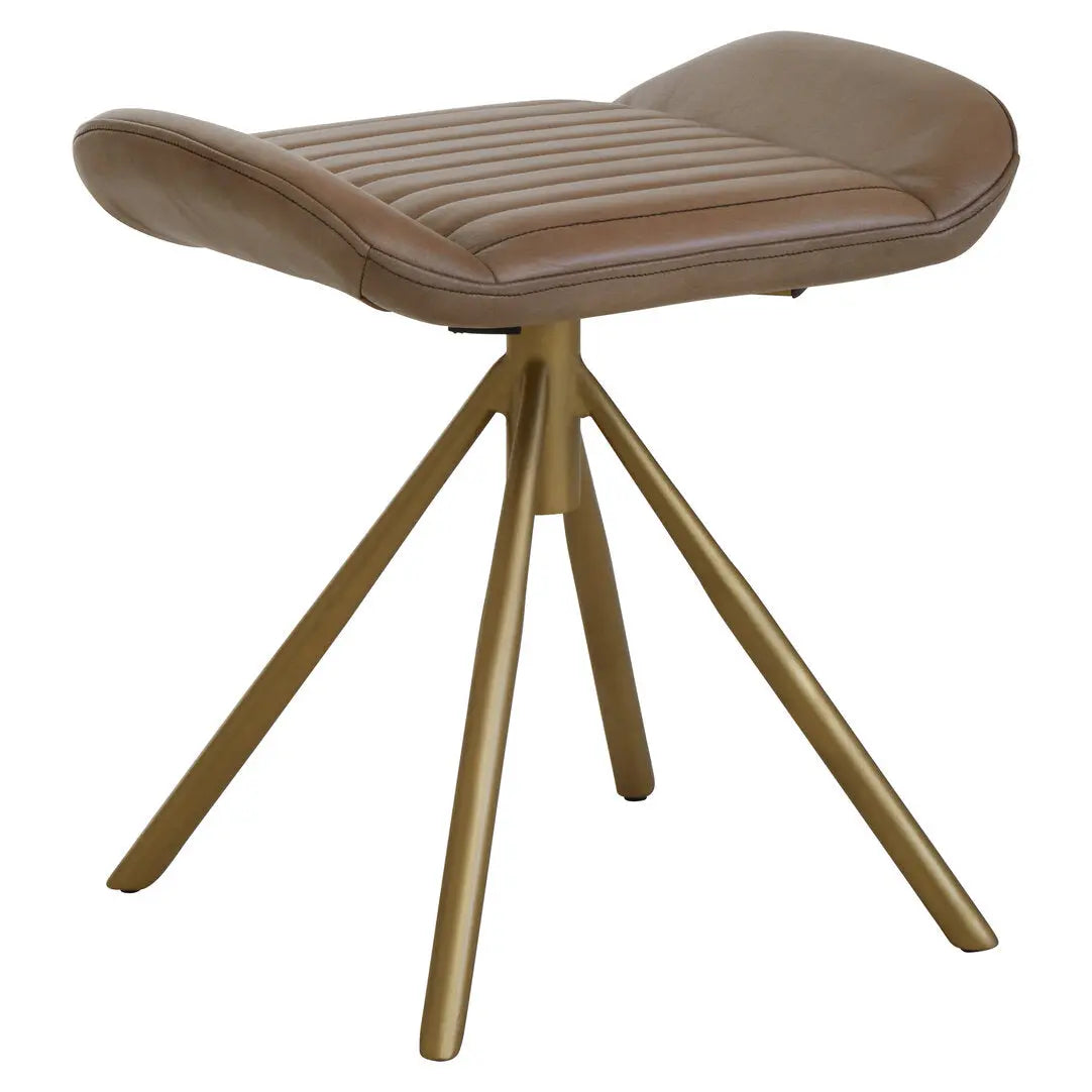 Bronson Grey Leather Footstool   Nicholas John Interiors