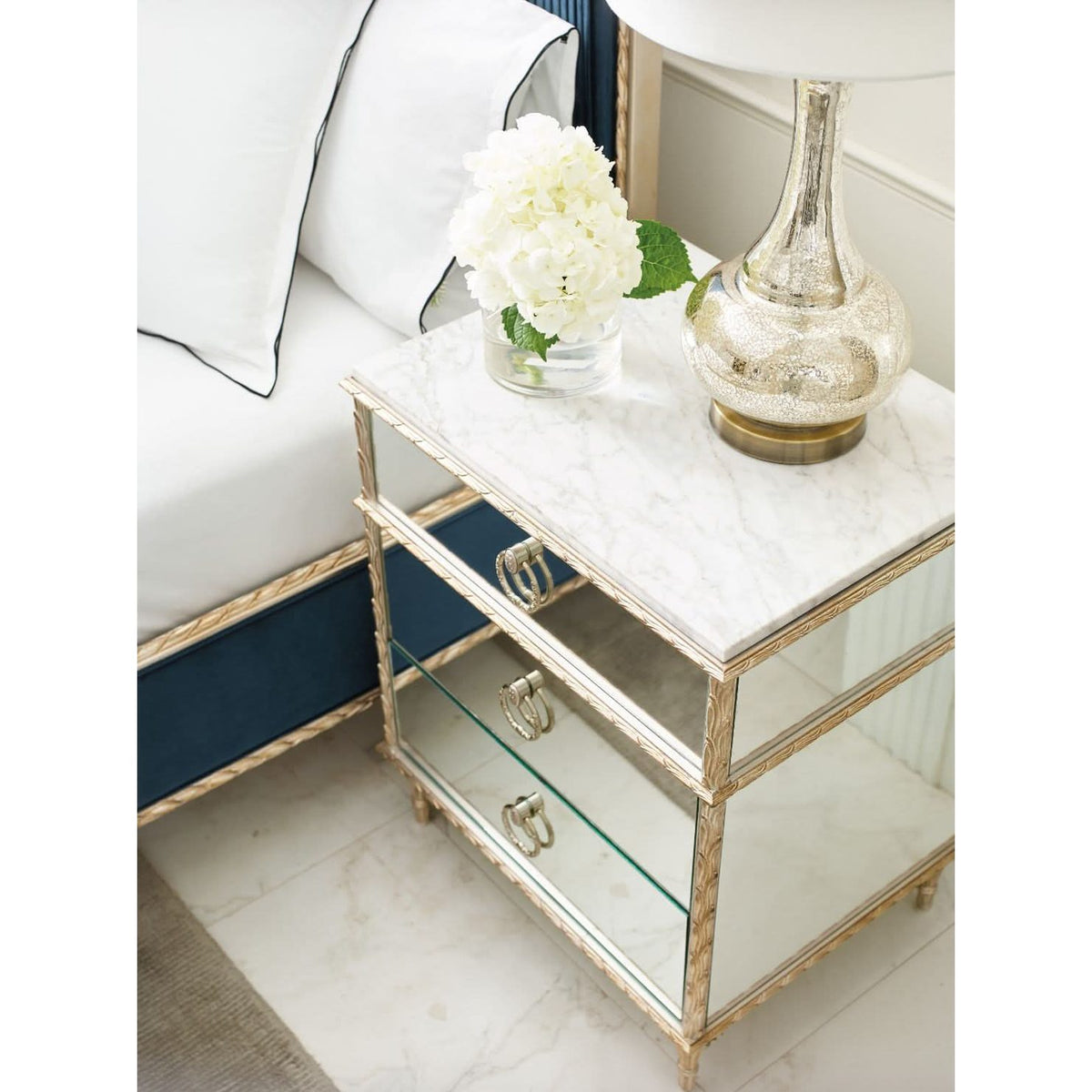 Caracole Fontainebleau Mirrored Bedside Table   Nicholas John Interiors