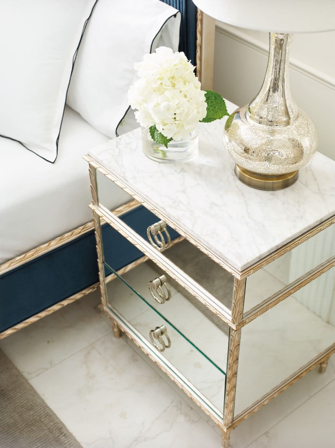 Caracole Fontainebleau Mirrored Bedside Table   Nicholas John Interiors