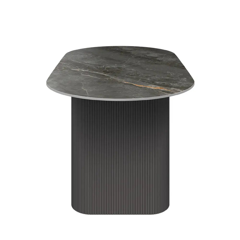 Cartier Oval Gloss Grey Ceramic Dining Table -180cm