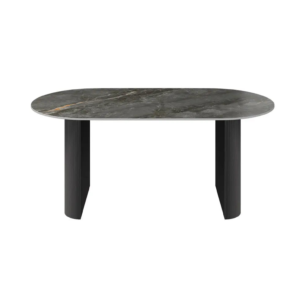 Cartier Oval Gloss Grey Ceramic Dining Table -180cm
