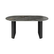 Cartier Oval Gloss Grey Ceramic Dining Table -180cm