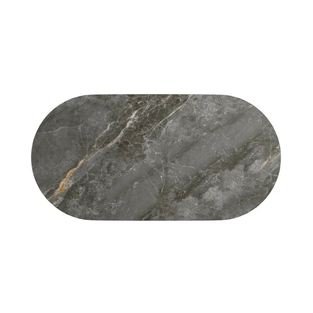 Cartier Oval Gloss Grey Ceramic Dining Table -180cm