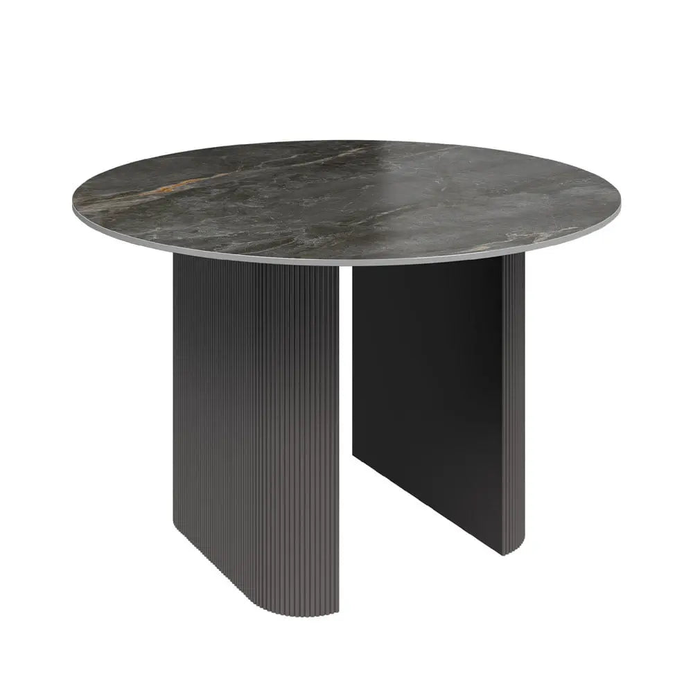Cartier Round Gloss Grey Ceramic Dining Table -120cm