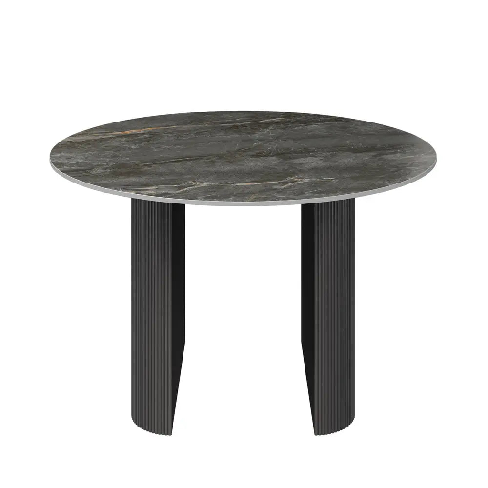 Cartier Round Gloss Grey Ceramic Dining Table -120cm